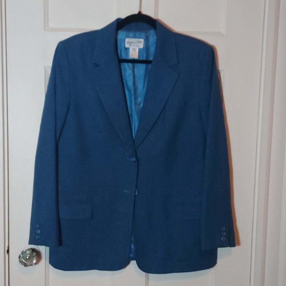 Vintage Pendleton Women's 100% Virgin Wool Two Button Blazer In Blue Size 12